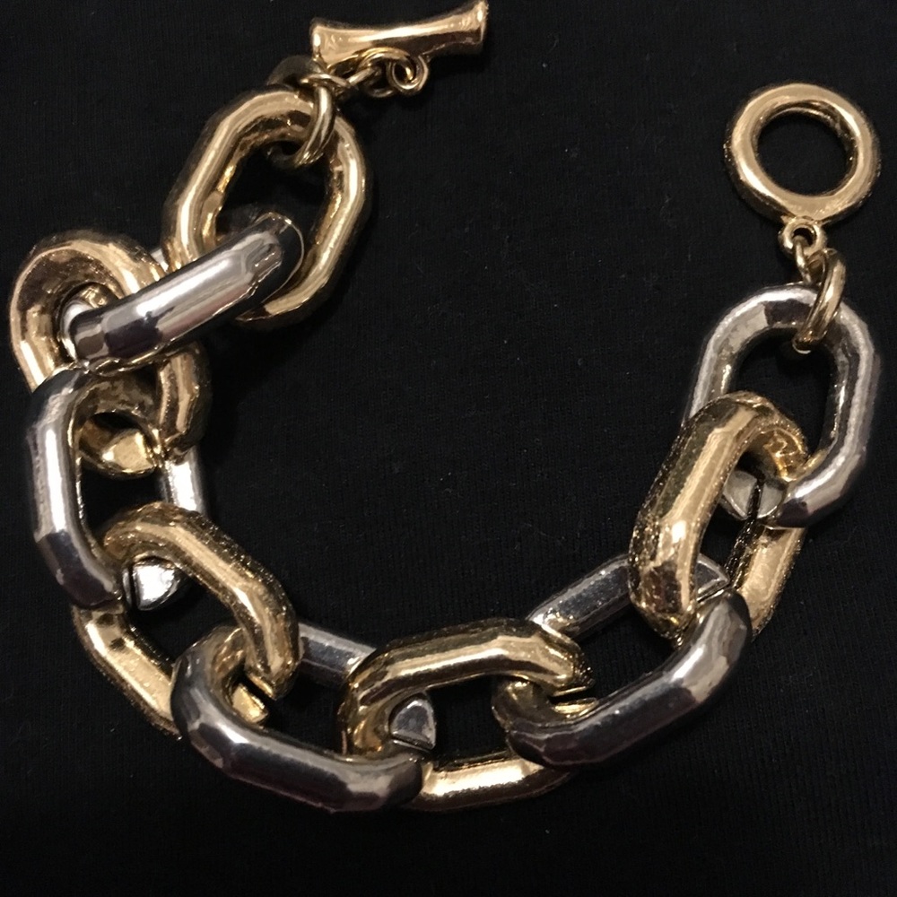 Gold and metal chain bracelet